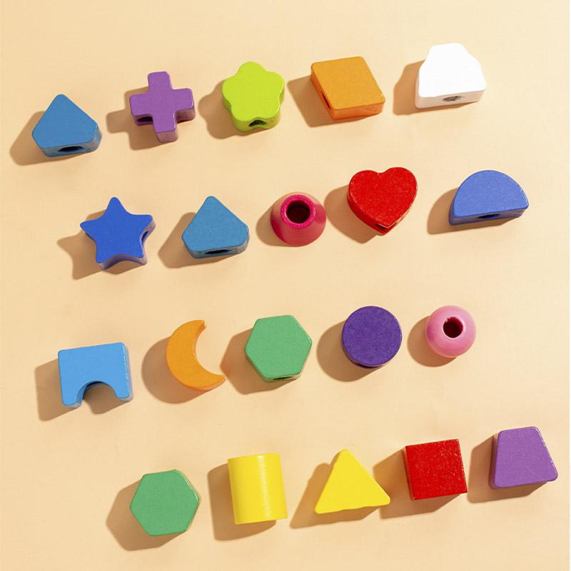 Montessori Wooden Toys Color Shape Matching Puzzle Game Colorful Beaded Color Cognition Early Educational Toys Gift For Children
