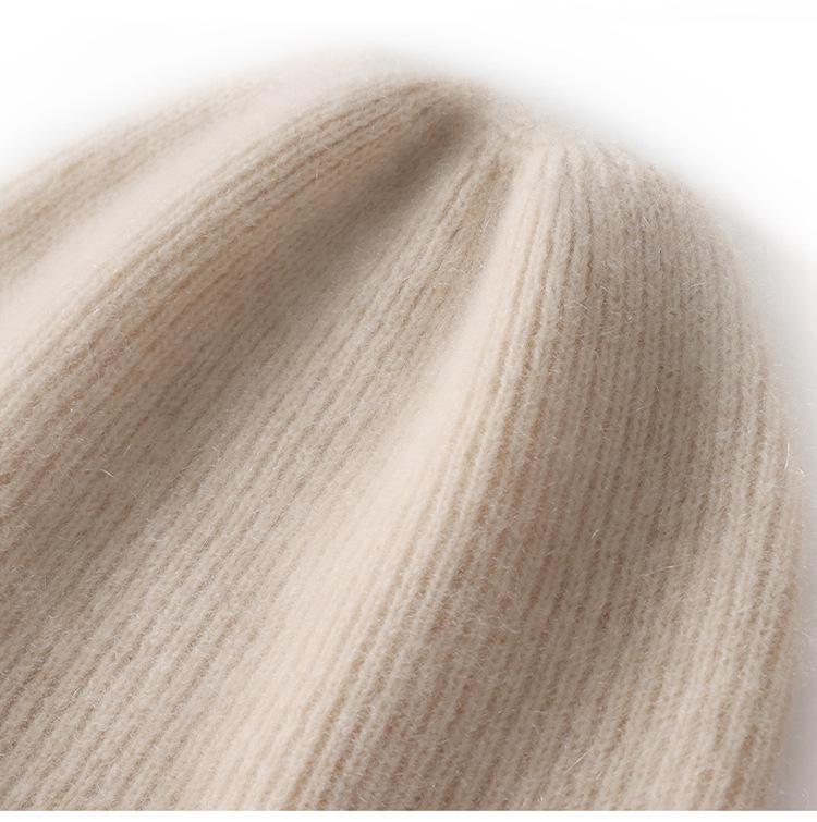 Women's Color Block Cashmere Knit Hat - Warm, Thick, Ear Protection for Outdoors