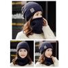 Women Knitted Beanie+Scarf Sets Thicken Velvet Lining Pullover Cap Unisex Winter Warm Plush Bonnet Neck Protection Scarves Hat