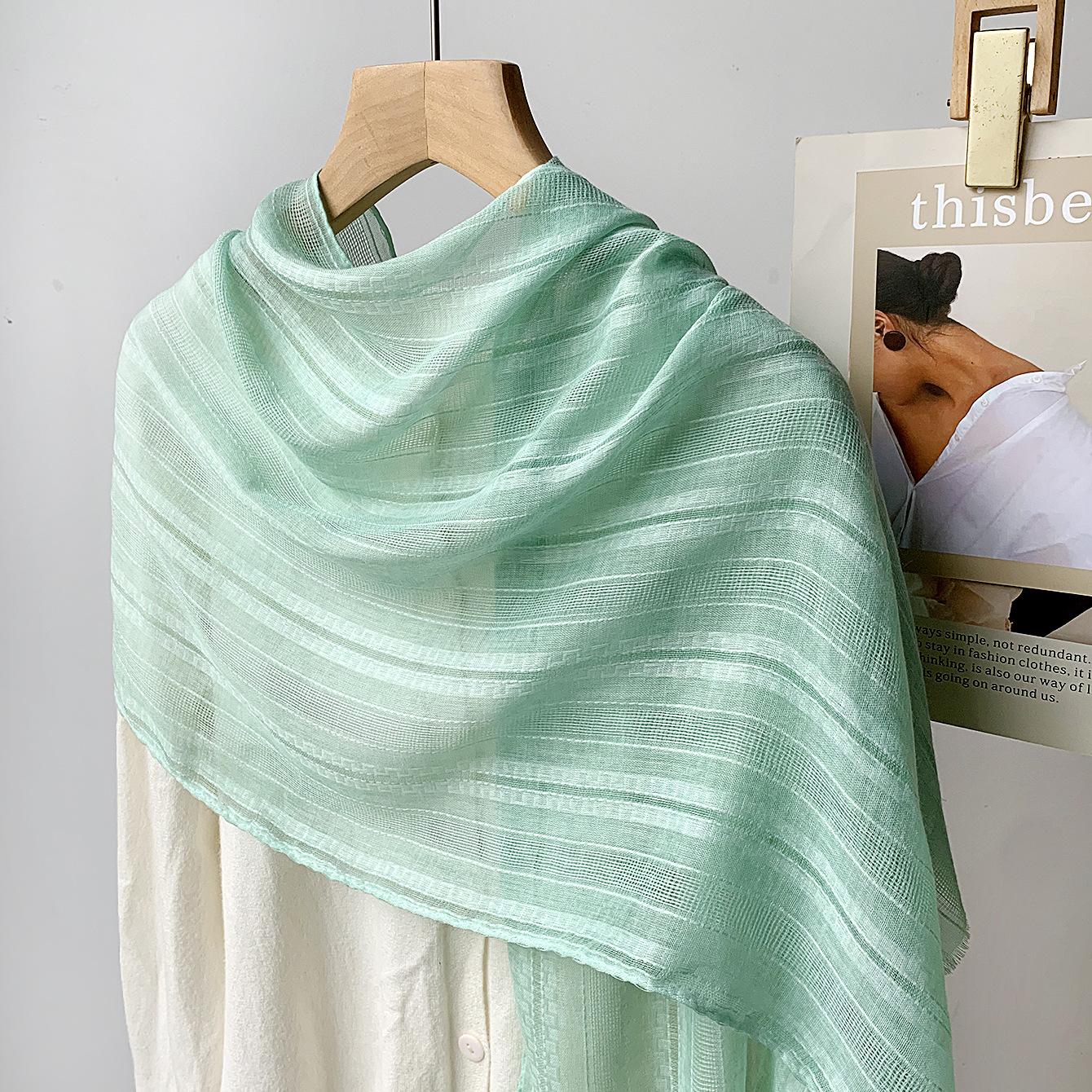 Versatile solid color long scarf, spring/summer cool Bali tulle scarf, artistic women s scarf shawl, Korean shawl outerwear 144*44