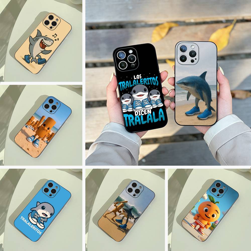 Brainrot Tralalero Phone Case For iPhone 17,16,15,14,13,12,11 Pro Max, Lightweight and Practical Soft Black Cover