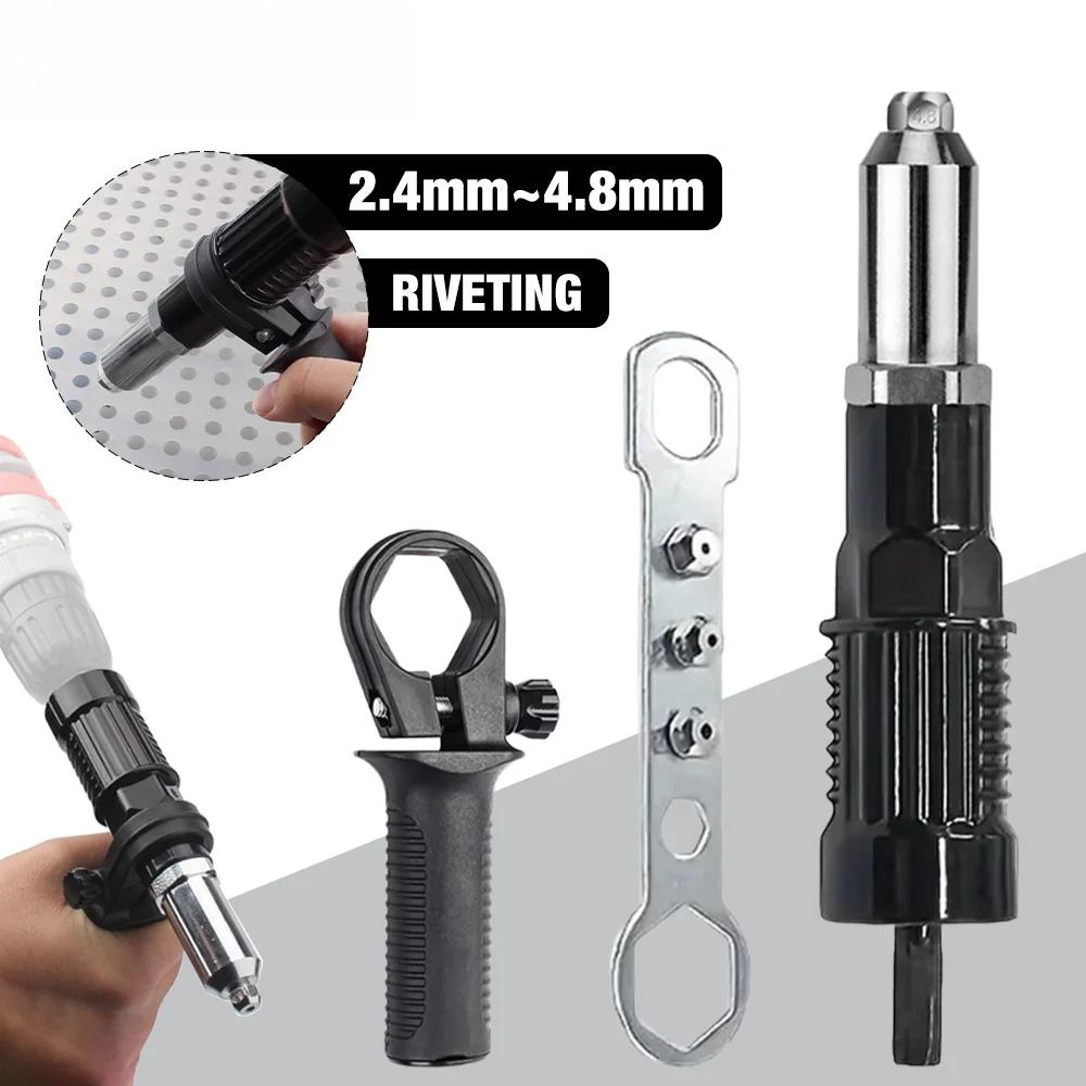 Máquina de rebitagem, adaptador de pistola de rebite elétrica, ferramentas de rebitagem de 2,4 mm-3,2 mm-4,0 mm-4,8 mm, máquina de rebitagem doméstica, para furadeiras elétricas