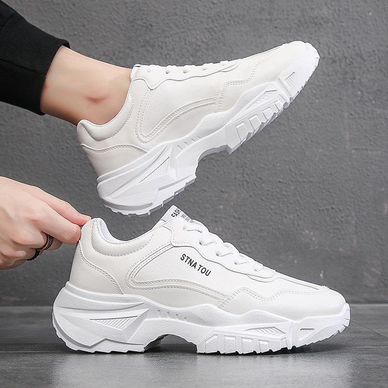 Thick Sole Clunky Sneakers Male Fashion Heighten Platform Shoes Solid Color Sports Walking Shoe Casual Running Men Shoes 2024