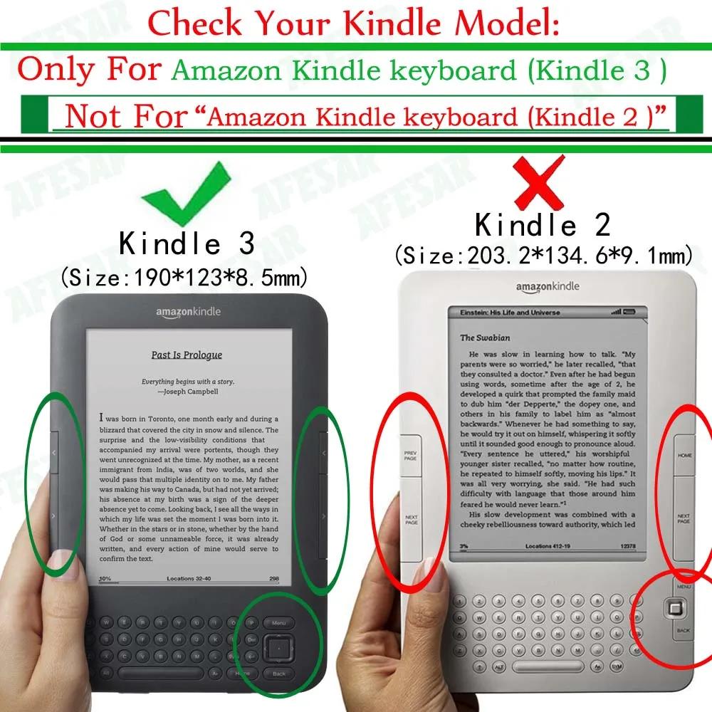For Kindle 3 Keyboard Wi-Fi / 3G Case (D00901) 6" eBook Slim Folio PU Leather Cover For Kindle 3rd Gen Funda