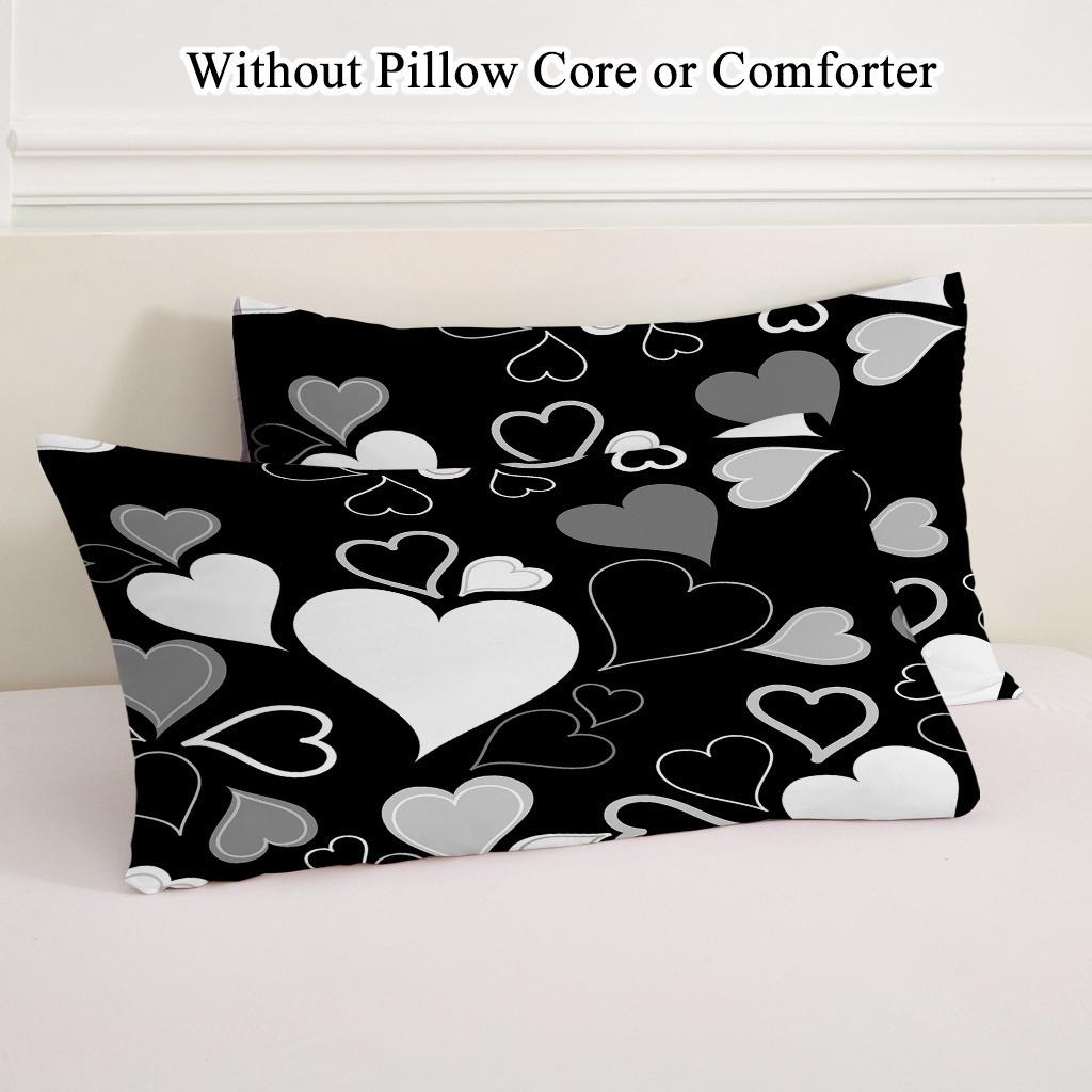Love Heart Bedding Set Soft Polyester Duvet Cover Set Quilt Cover With Pillowcase For Bedroom Decor Birthday Gift For Girls