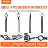 Blacksmith Tongs, 18” 4 PCS, V-Bit Bolt Tongs, Wolf Jaw Tongs, Z V-Bit Tongs and Gripping Tongs, Carbon Steel Forge Tongs with A3 Steel Rivets, for