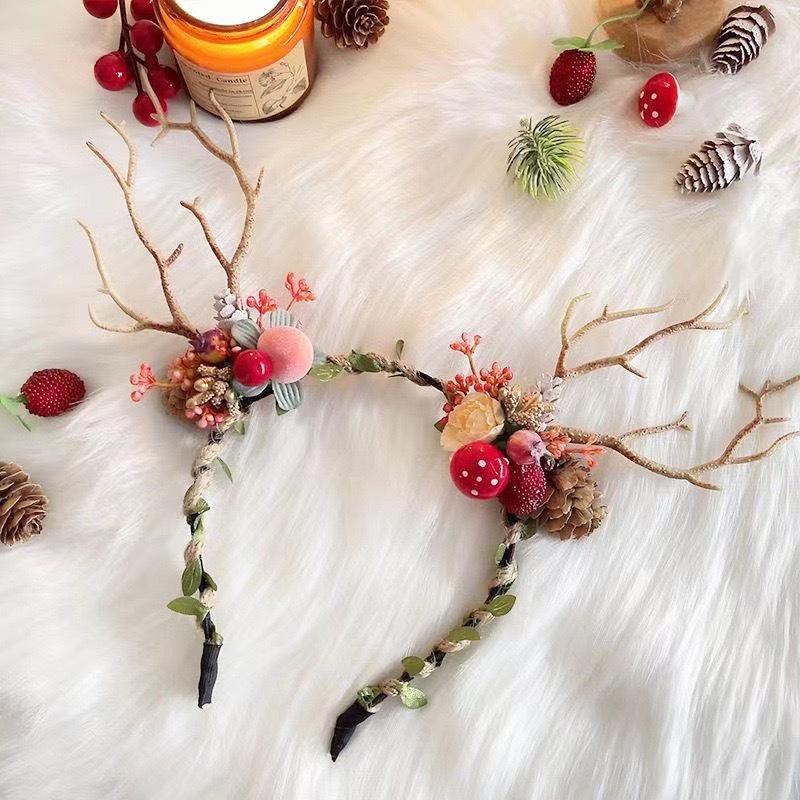 2022 Luminous Antlers & Butterfly Headband: Festive Children's Photo Props