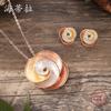 New Color Oil Irregular Rose Stud Earrings Pendant Set, Ladies Premium Necklace Earrings