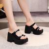 Super high heel muffin wedge heel thick sole one-word slippers women's 2025 summer outer wear high-end bow thick heel sandals