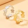 Stainless Steel Adjustable Floral Open Ring for Women - High-End Forest Style