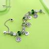 Glücksarmband, glasierter Lebensbaum, grüner Kunstkristall, Vintage, DIY, mehrere Charms, ethnischer Stil, pastoraler Armreif für Shopping, Arbeit, Party, Dating