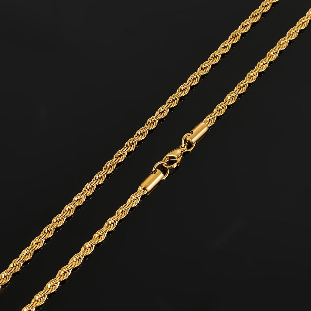 2/3/4/5/6mm Stainless Steel Twisted Rope Chain Necklace for Men Women Gold Color Plated Neck Chains Choker Metal Jewelry Gift