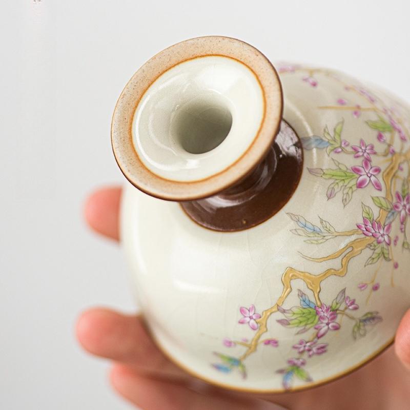 Ru Kiln Ceramic Master Cup Creative Peach Blossom Teacup Small Tasting Mug Tea-calix Chinese Kungfu Tea Bowl Household Teaware