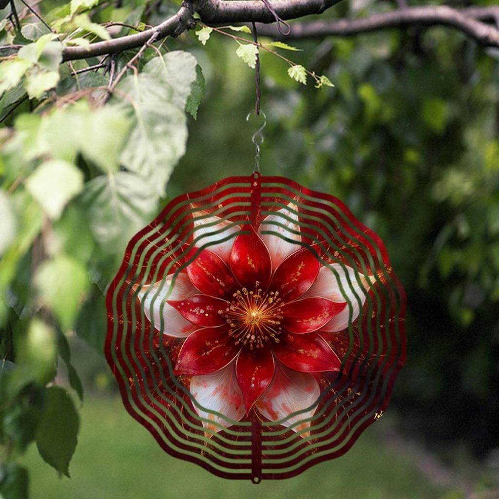10 Inch Bohemian Wind Chime with 360 Degree Rotating Hook Vibrant Floral Design for Spring Summer Balcony Garden Yard Decoration