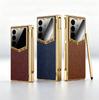 Luxus-Leder mit vergoldetem Rand Hülle für Samsung Z Fold8 Ultra Galaxy Z Fold 7 6 mit Stift Frontglas Schutzhülle