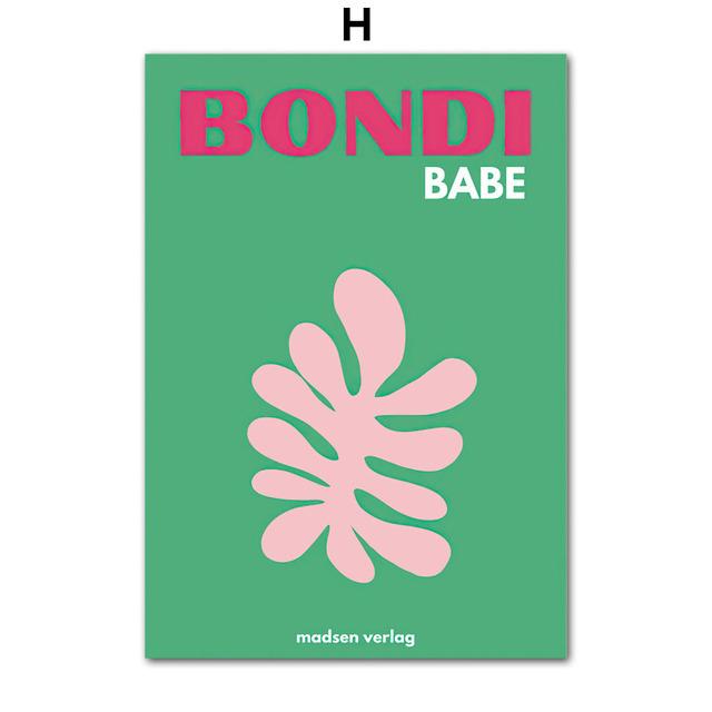 Massivholzrahmen Abstrakte Palmblattkoralle Reise Bunte Vintage Poster und Drucke Nordischer Stil Leinwandmalerei Wandkunst Wohnzimmerdekoration