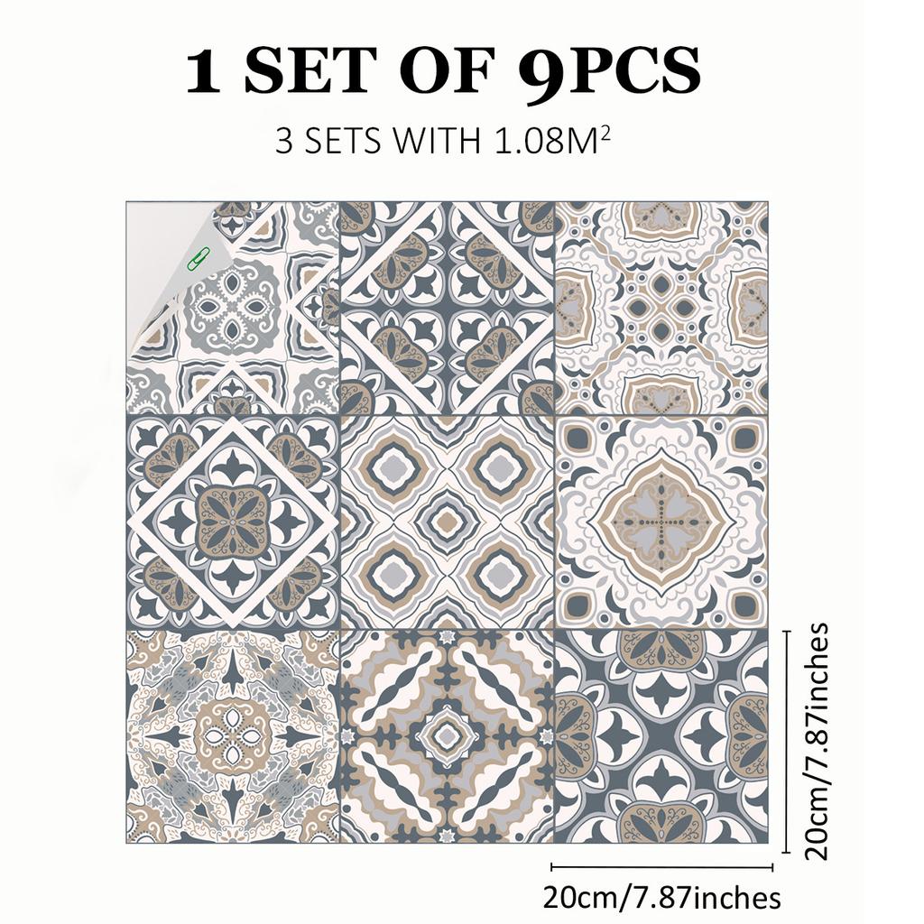 Mediterranean Wind Thickened Living Room Wear-Resistant Retro Pvc Floor Sticker Matte Floor Tile Self-Adhesive Bathroom Wall Sticker