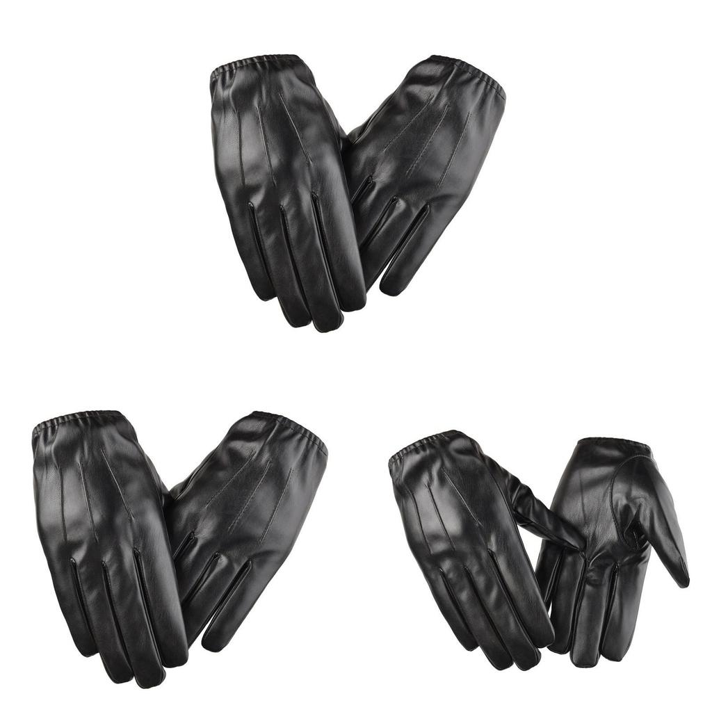 Pu Leather Mens Touchscreen Warm Gloves For Winter Driving Commuting
