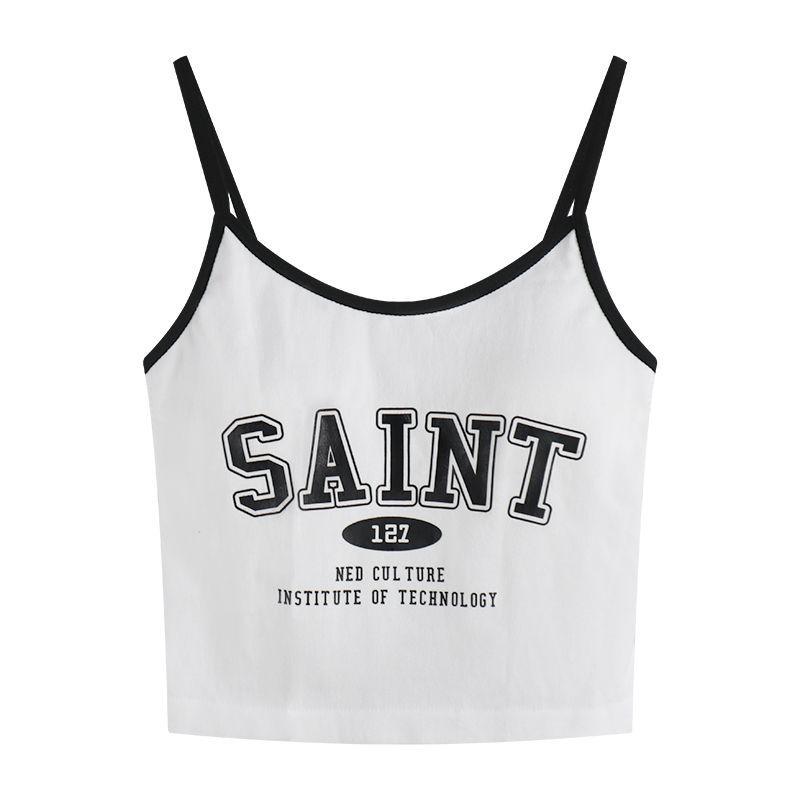 Women's Summer Spaghetti Strap Letter Print Vest - Hot Girl Style