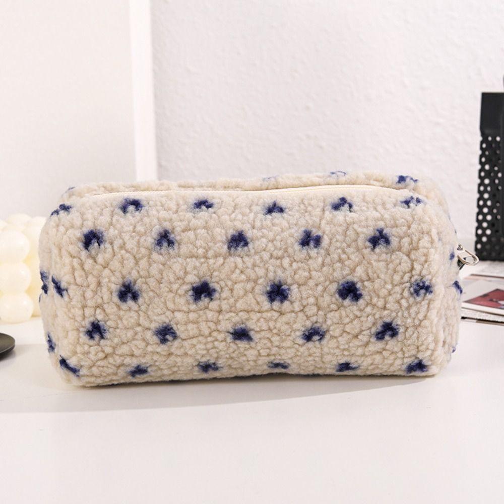 Plush Pen Bag Polka Dot Stationery Pouch New Stationery Storage Bag Back To School