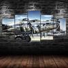 Old Plane Silver Color Aircraft 5 Piece Five Panel Wall Canvas Print Modern Art Poster Picture Home Decor Gift For Him For Her