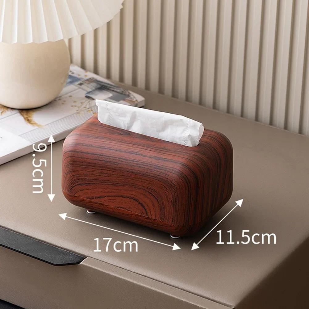 Wood Printed Magnetic Tissue Box with Spring Loaded Feature and Non Slip Bottom for Secure Placement in Various Settings