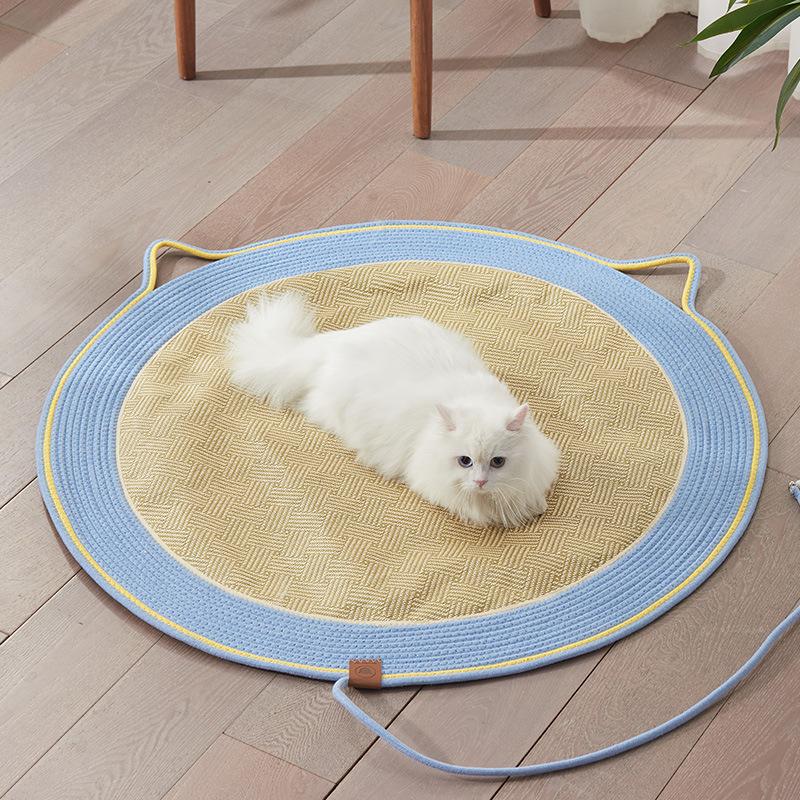 Summer Cute Cat Mat with Extra Large Rattan Cat Scratch Pad for Four Seasons High end Cat Scratch Board Is Not Easy To Lose Shavings