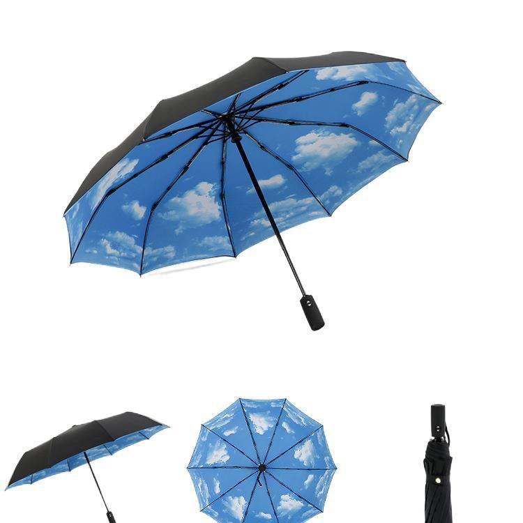 Dreifaltiger doppelwandiger 11-Rippen Automatik-Regenschirm Sonnenschirm Regenschirm als Geschenk kann mit Muster bedruckt werden Schirm für jedes Wetter und Regen