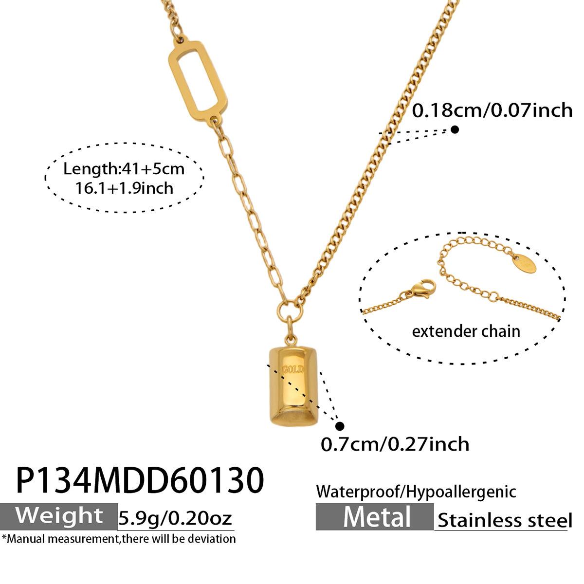 

Lucky Money Bar Pendant Clavicle Chain Stainless Steel Letter Engraving 18k Gold Plated Necklace P134-GOLD letters