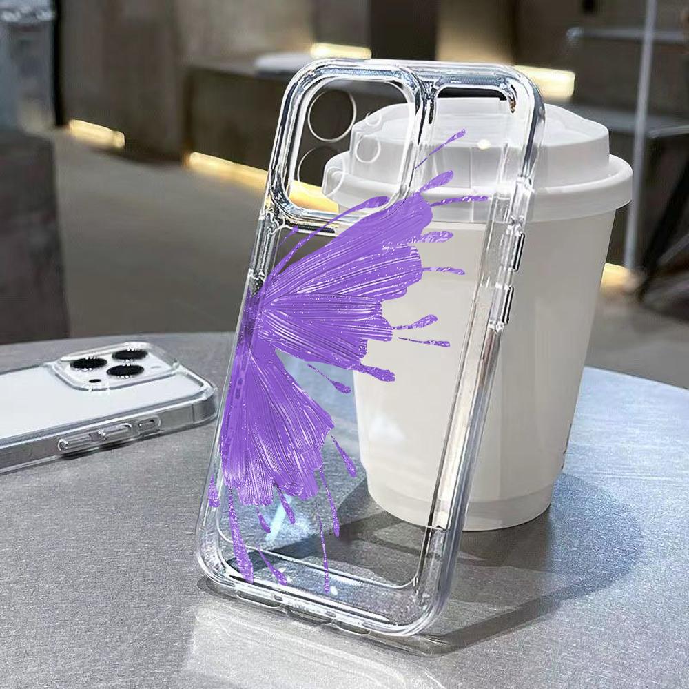 Oil Painting Purple Flower Phone Case For iPhone 11 Case iPhone 15 Pro 12 14 13 Pro Max XR 7 8 XS SE Silicone Transparent Cover