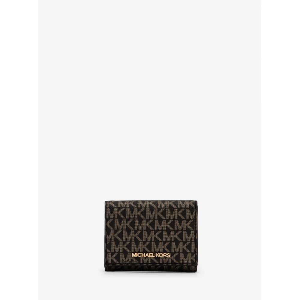 

MICHAEL KORS [Специальная цена] Компактный кошелек JET SET TRAVEL среднего размера MK Signature 35H3GTVE2V7682 Коричневое золото