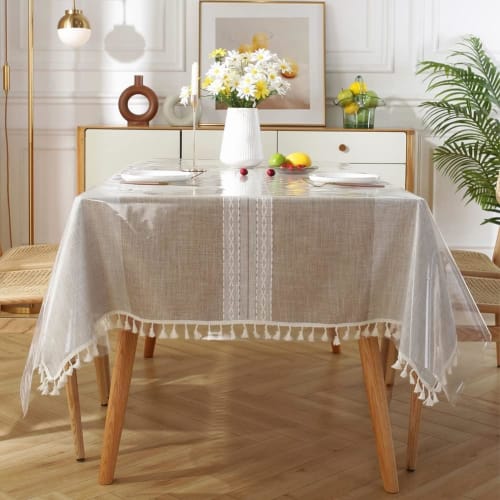 NaturesHome Tablecloth, Table Cover, 0.2mm Thick PVC Transparent Polyethylene, 140x140cm, 140x180cm, 140x220cm, Water-Repellent, Oil-Resistant, Heat-R