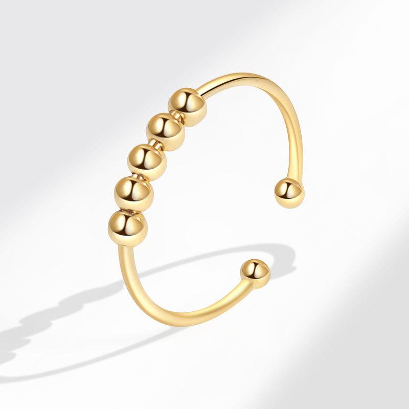 

Новые кольца-спиннеры для снятия стресса из стерлингового серебра 925 пробы, вращающиеся кольца с бусинами, регулируемые кольца для снятия тревоги для женщин и мужчин, изысканные ювелирные изделия open