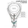 Ins style turquoise denim necklace set punk alloy multi-layered clavicle chain