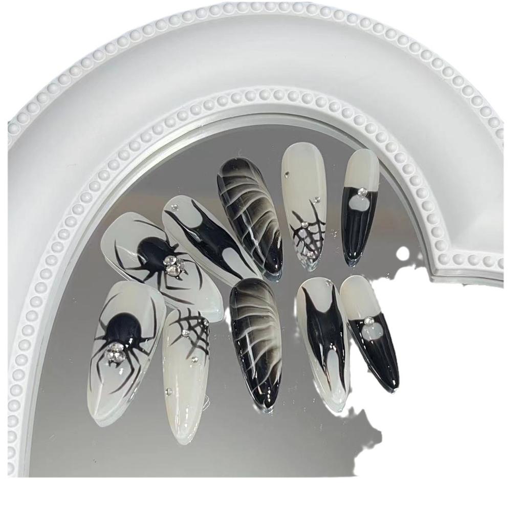 Wearing Armor Pure Handmade Manicure Finished Fake Nail Patch Dark Advanced Hand-painted Spider Nail Art