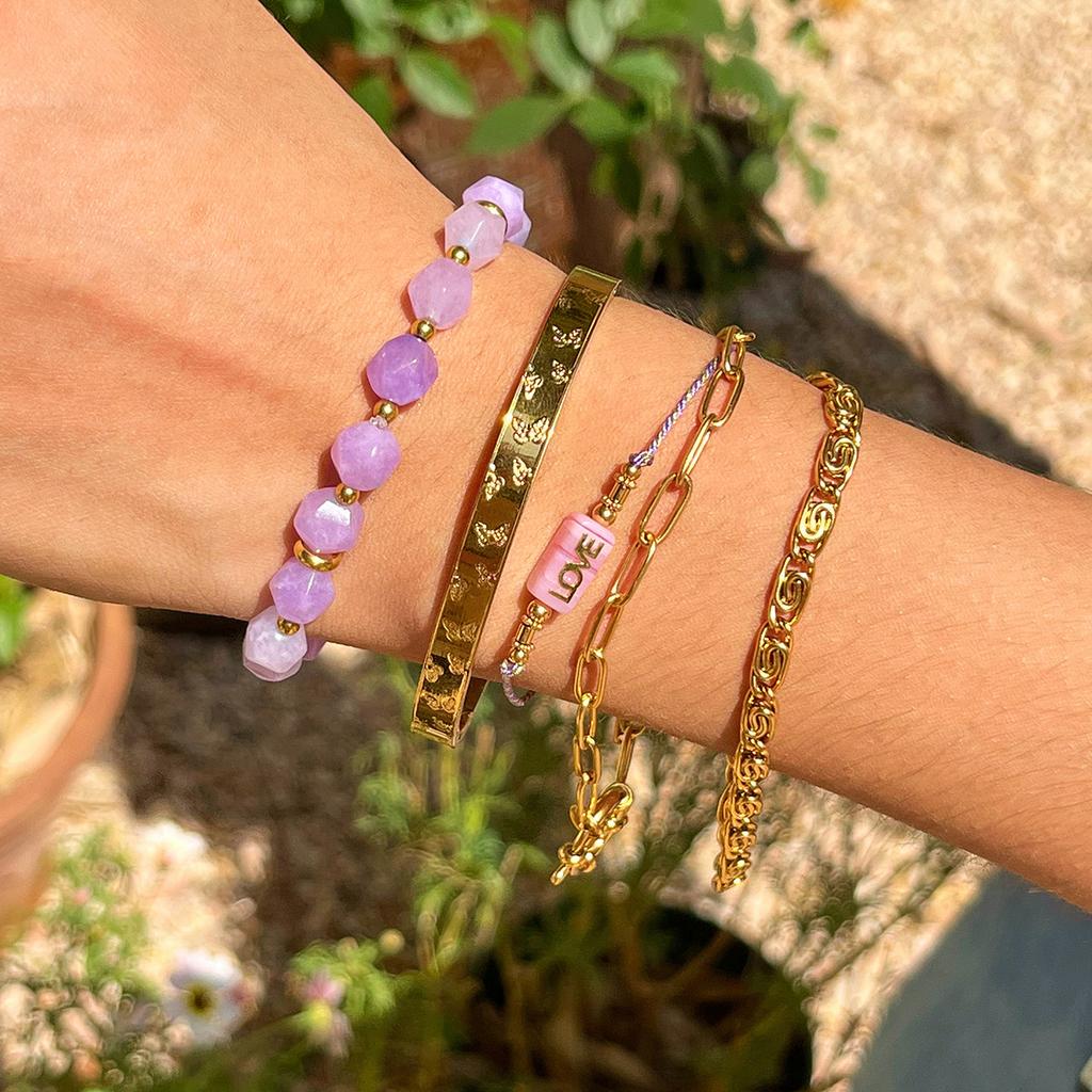 European and American Stainless Steel Bracelet, Amethyst Pearl Bracelet, Jewelry, Non-fading Titanium Steel