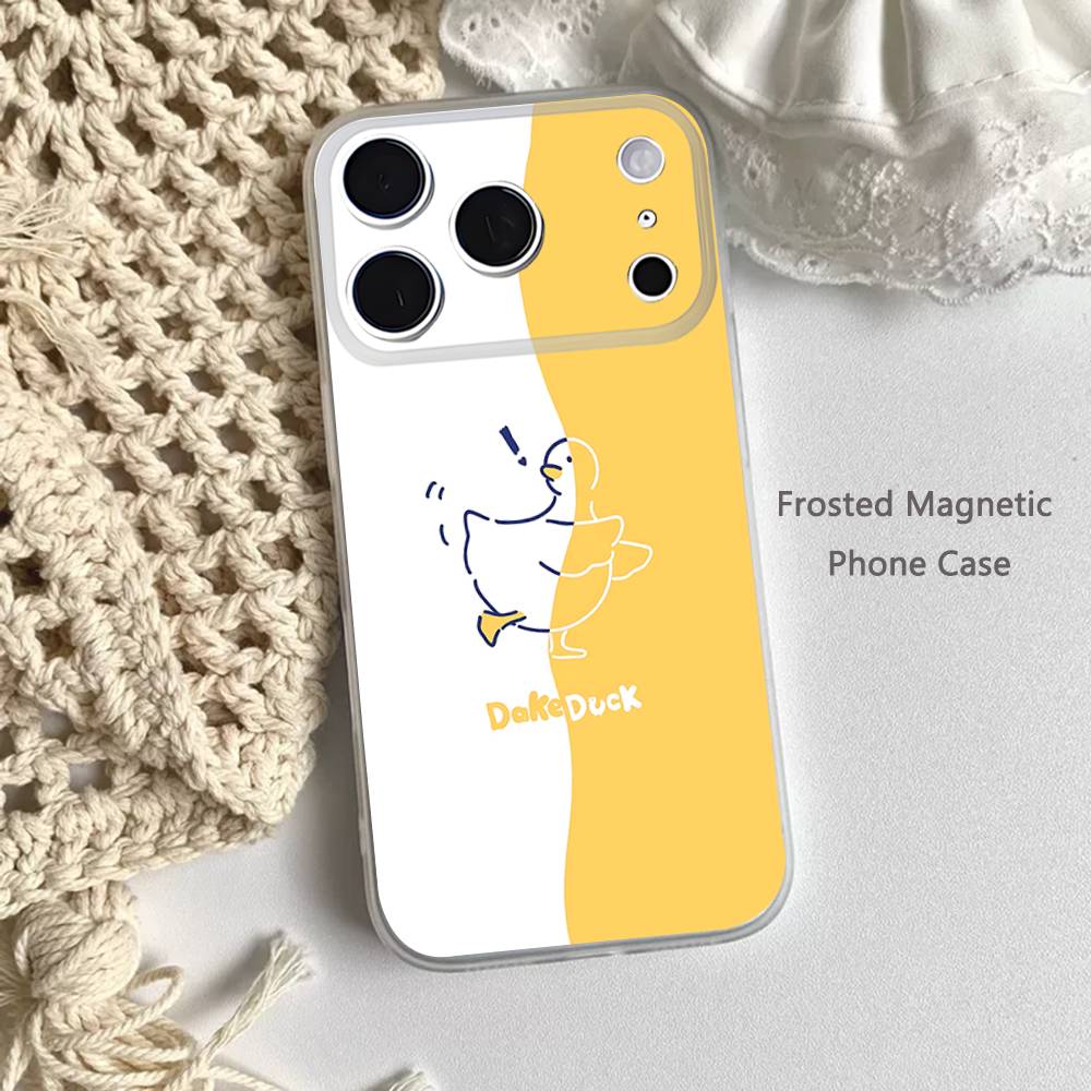 Cute Yellow Duck  Phone Case For iPhone 14,16,12,17,13,15,11 Max,Pro,Mini,Plus,Air,E Magnetic Frosted Transparent