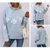 European & American Women's 2024 Autumn/Winter Snowflake Sweater - Casual Long-Sleeved Knitwear with Half-High Collar