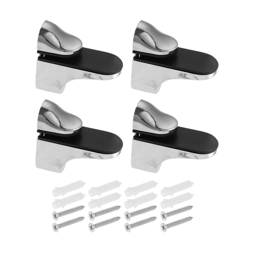 4Pcs Adjustable Wood/Glass Shelf Bracket Wall Mount Zinc Alloy Shelf Holder Support Glass Layer Clamp Anti-Slip Partition Clamps