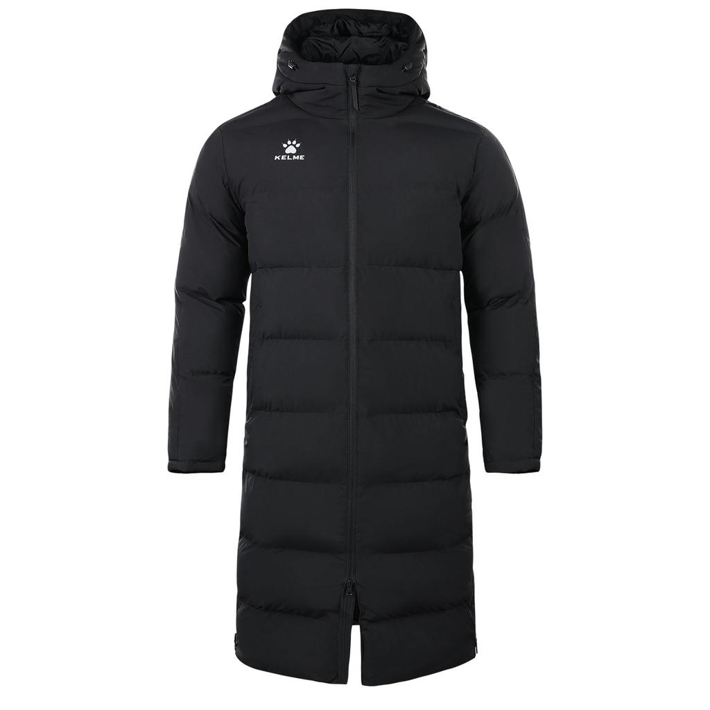 Kelme Men's Long Padded Hooded Coat for Outdoor Training, Fall/Winter (Black, L)