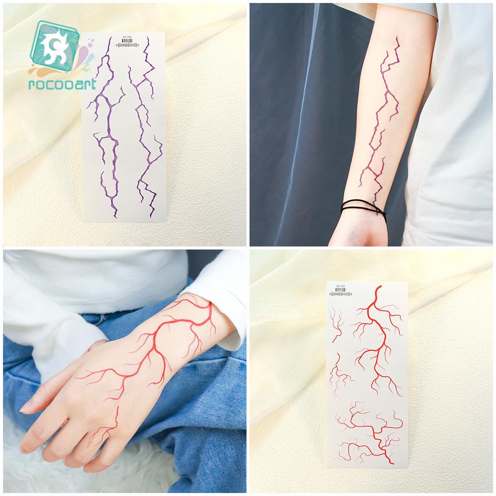 Ricalon Halloween Vein & Lightning Flame Tattoo Stickers, Waterproof & Sweatproof