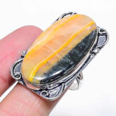 Natural Bumblebee Jasper Gemstone 925 Sterling Silver Gift Ring Size 9.5 k5A71