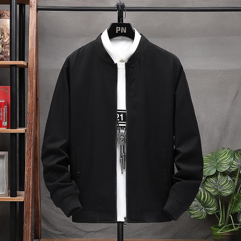 Men's Jacket Men's Baseball Collar Thin Jacket Closed Sleeve Casual All-Match Jacket Men's Thread Hem Autumn Top Pure