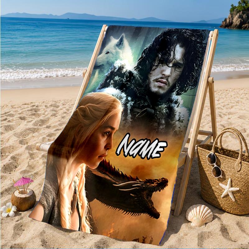 Custom Name Game Dragons Heroes Unite Beach Towel Microfiber Beach Towel, Lightweight and Quick-Dry, for Summer Travel, Swimming Pool Gift