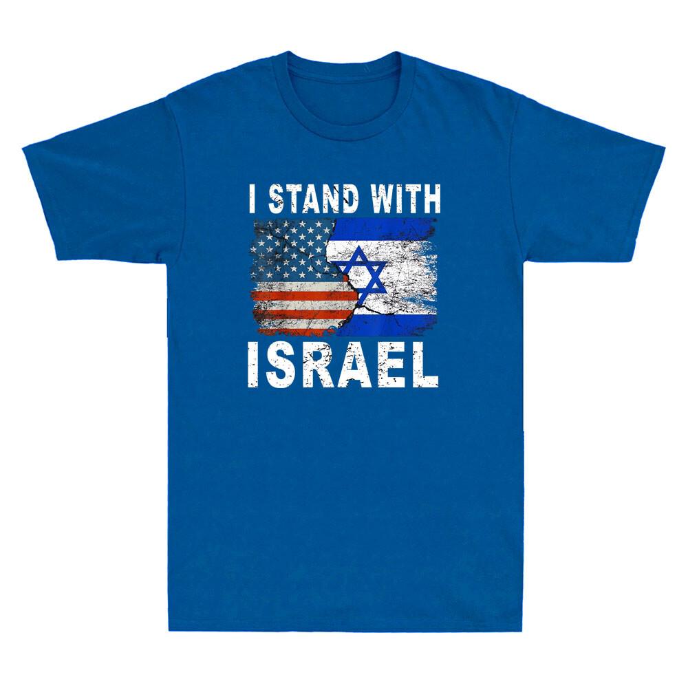I Stand With Israel Tee Israeli Flag Us Flag Vintage Unisexs Short Sleeve Tshirt