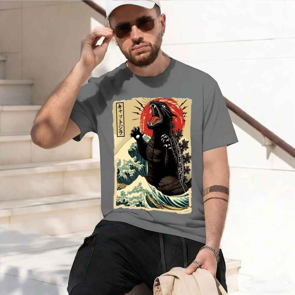 Zilla T Shirt Great Wave Funny Tshirt For Unisex Unisex Japanese Tshirt D Tshirts One Stret Casual Tee 2026 New Model Shortsleeve