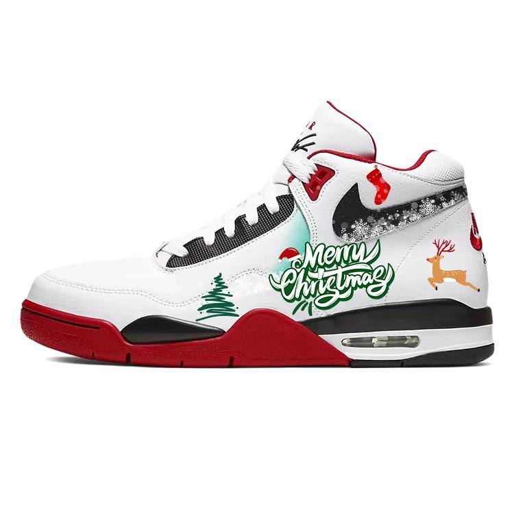 

Nike Flight Legacy Slip Resistant Abrasion Resistant Mid top Vintage Basketball Shoes Men s Red White BQ4212-100(Team181-happy) 44