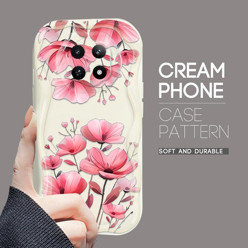 Carcasă cu textura cremă cu model de desene animate, cu margine ondulată, husă din silicon moale pentru telefon pentru OPPO Reno Realme OnePlus Vivo