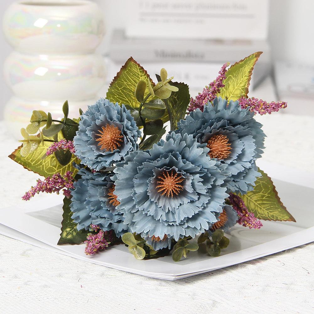 

7 Heads Fake Sunflower Gerbera Artificial Gerbera Wedding Decoration Fake Flower Simulation Plant Home Decoration Shooting Props синій