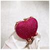 1 Piece Rhinestone Mini Handbags Luxury Diamond Inlay Heart Shape Crystal Clutch Purse Evening Wedding Party Shoulder Bag